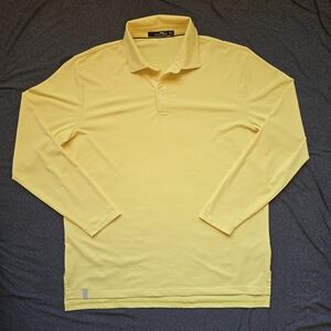 RLX Ralph Lauren Polo Shirt Mens Large Yellow Long Sleeve Golf Wicking Stretch